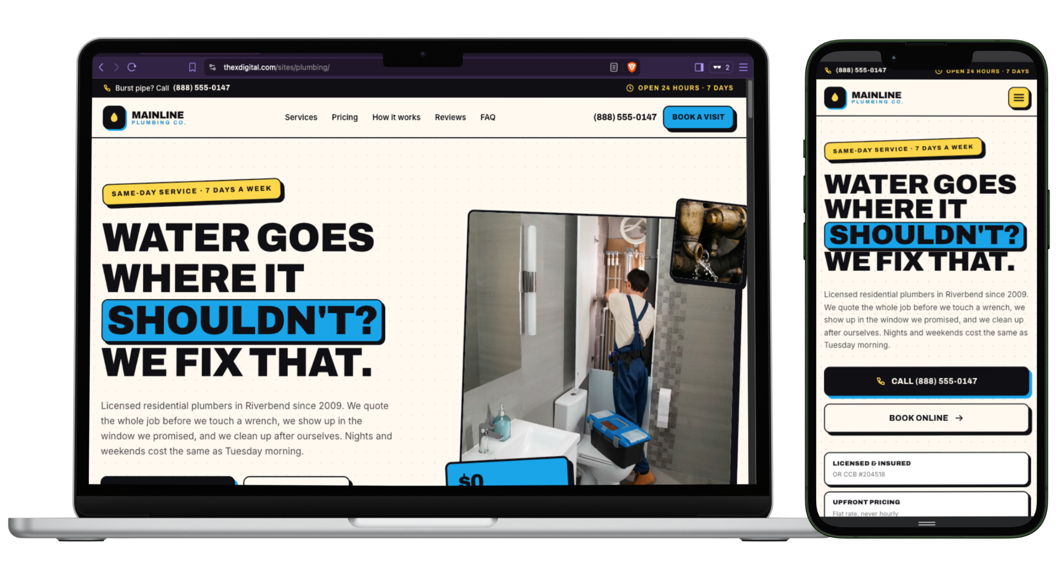 Plumbing Website Template For Same – The X Digital