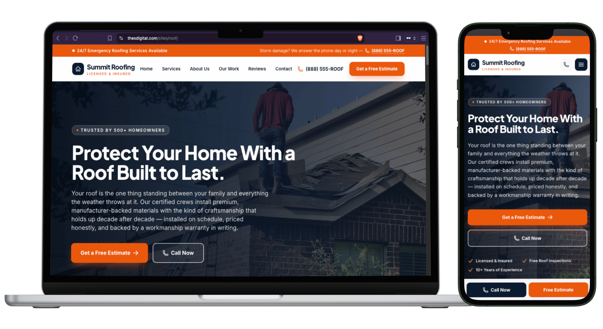 Roofing Website Template – The X Digital